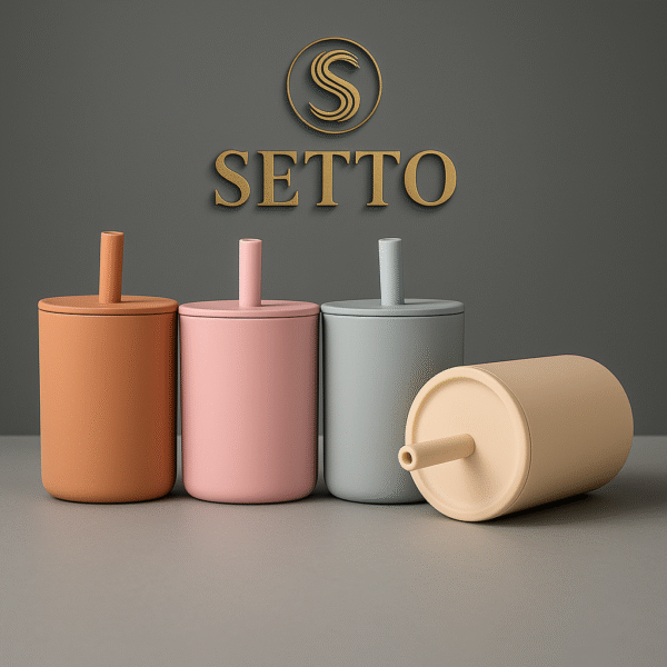 Silicone Sippy Cup with Straw & Lid