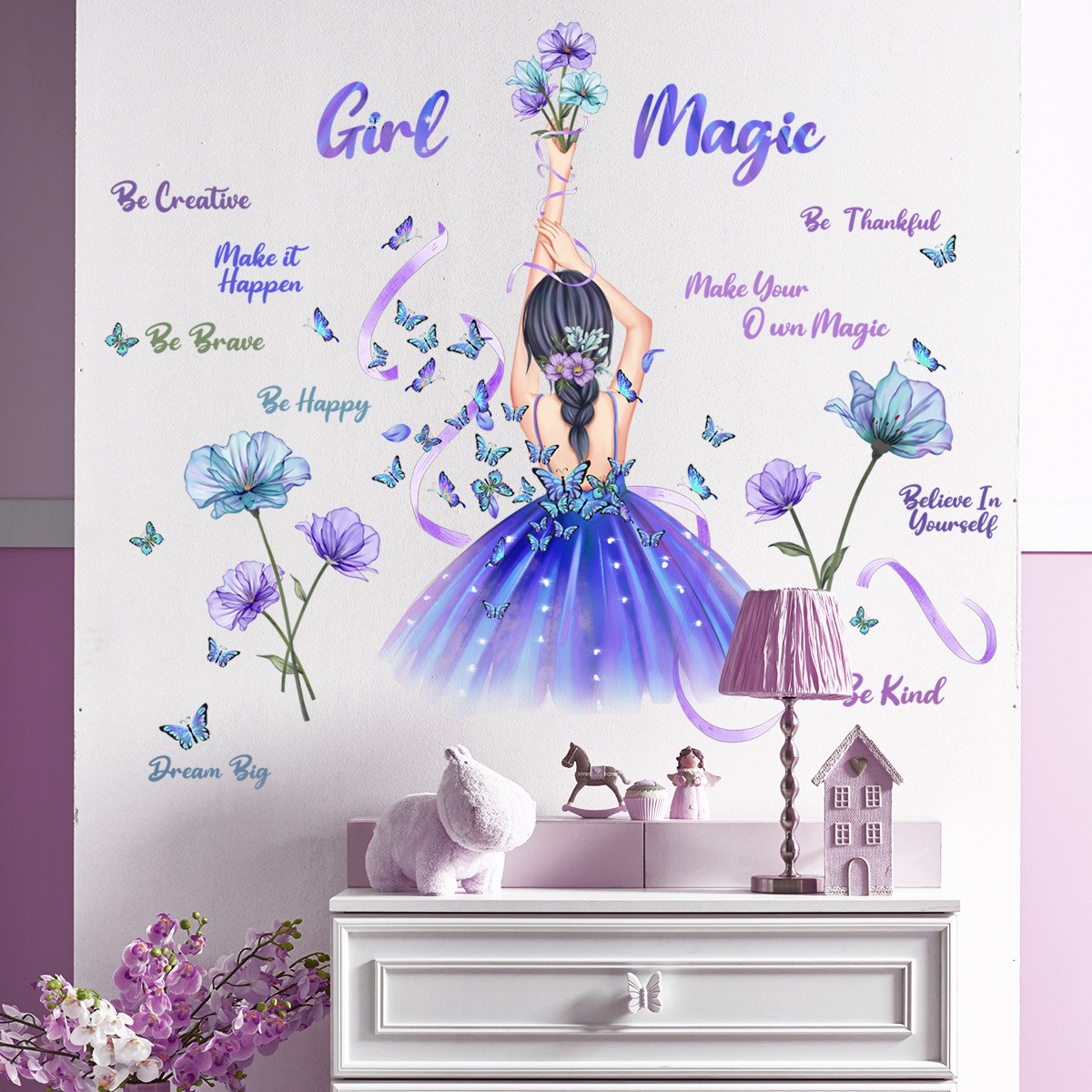 Wholesale Custom PVC Removable Wall Sticker Cartoon Inspirational Girls Room Wall Stickers Home Decoration