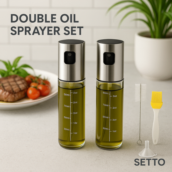 Stainless Steel Oil Spray Bottle Set – 2 Pieces (100ml each)